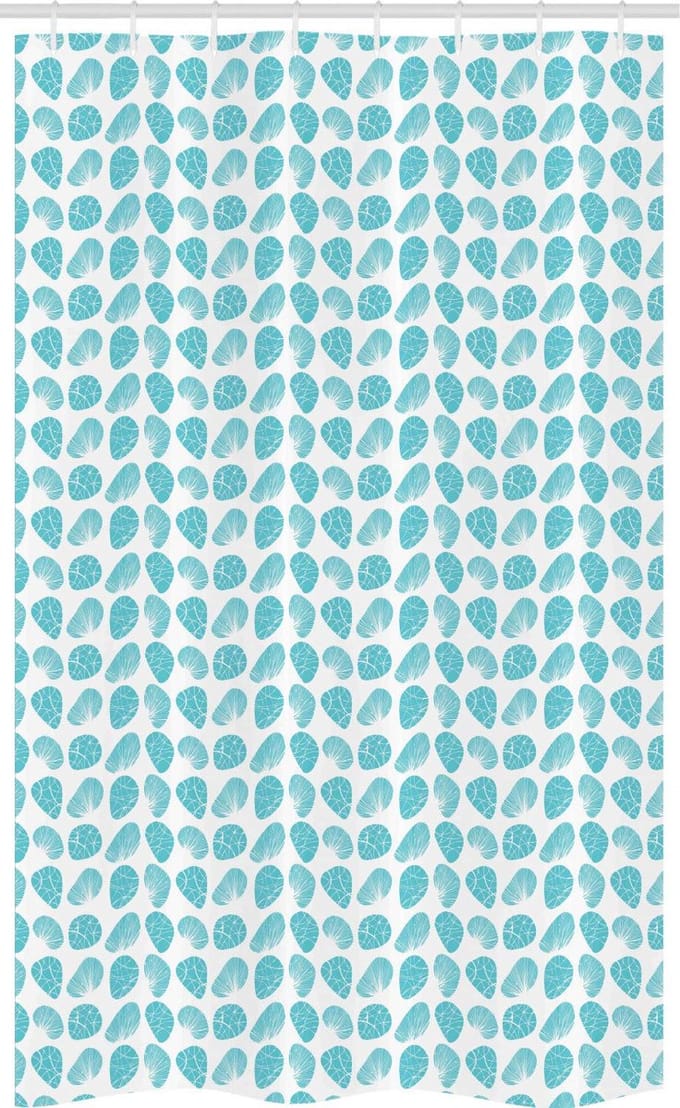 ABAKUHAUS Schelpen douchegordijn – 120x180 cm, blauw-wit, stof