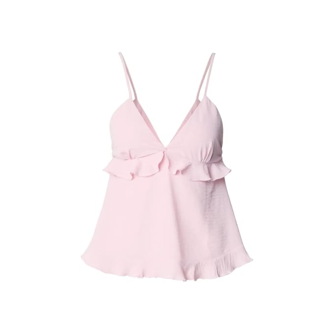 Urban Classics - Ruffled Structured Cami Mouwloze top - S - Roze