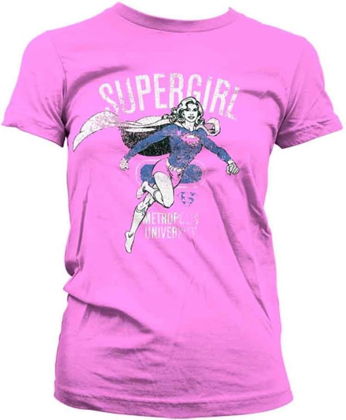 DC Comics Supergirl Dames Tshirt -S- Metropolis Distressed Roze