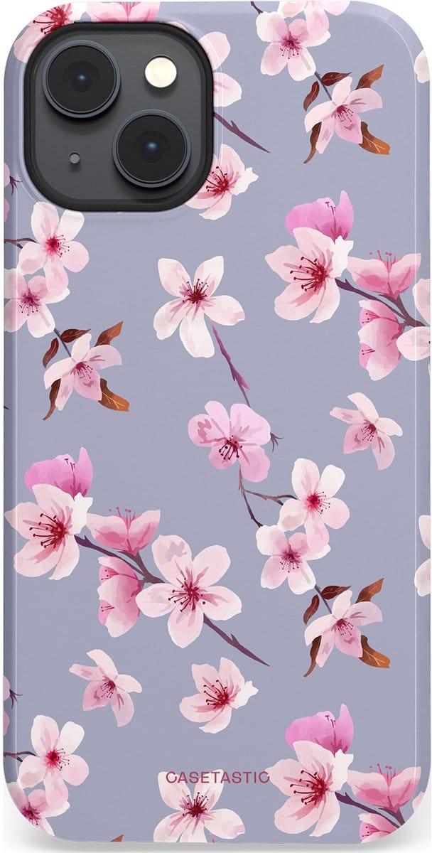 Casetastic hoesje geschikt voor Apple iPhone 14 - MagSafe - Dubbellaagse bescherming - Bloemsem Bries - Fashion Case - Zilver Lichtroze Lila