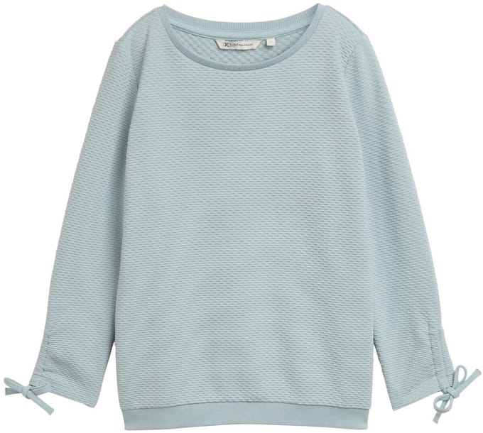 Tom Tailor Denim - Slim fit sweatshirt met gerimpelde mouwen - Maat S - Silver Cloud Blue