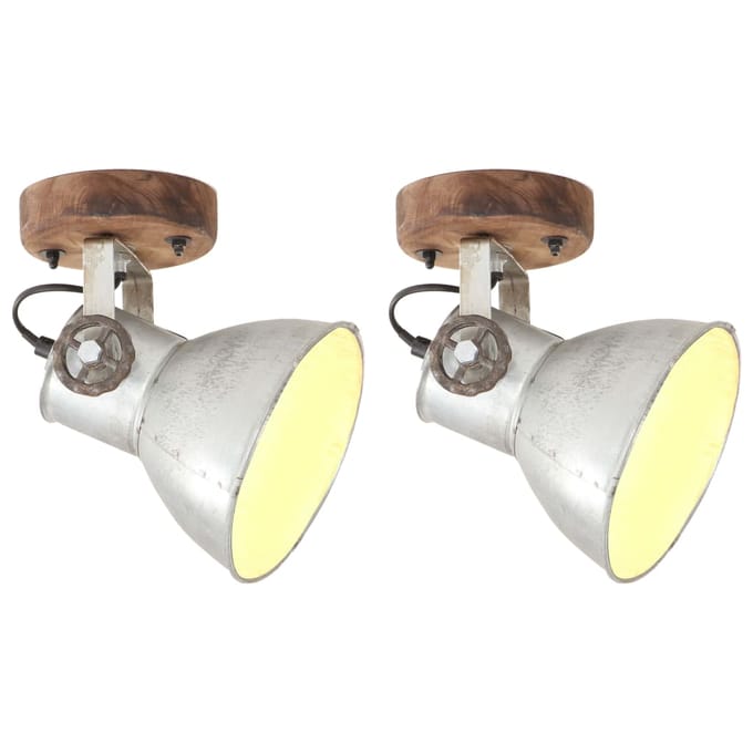 vidaXL Wand-/plafondlampen industrieel 2 st E27 20x25 cm zilverkleurig