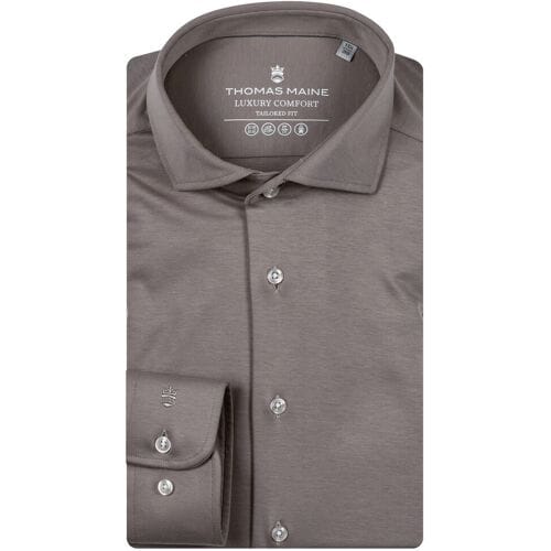 Thomas Maine Overhemd Roma Modern Kent Soft Liquid Cotton Licht Beige / male