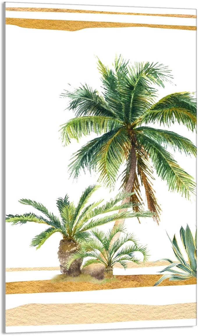 TMK ArtDeko - Snijplank van Gehard Glas - Palm Motief - 30x52 cm