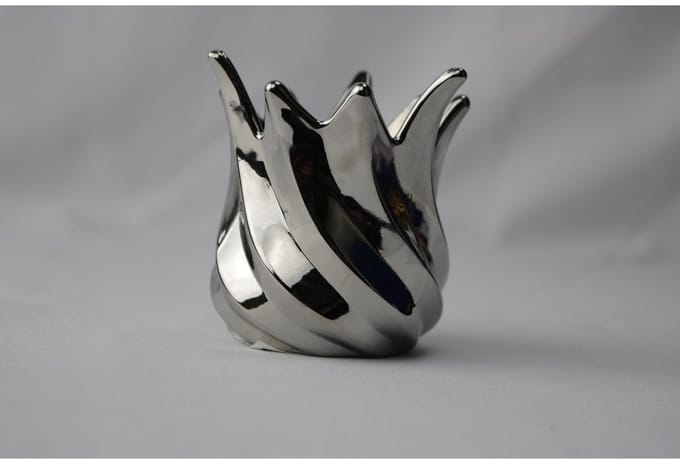 Waxinelichthouder zilver 9x9x9,3cm