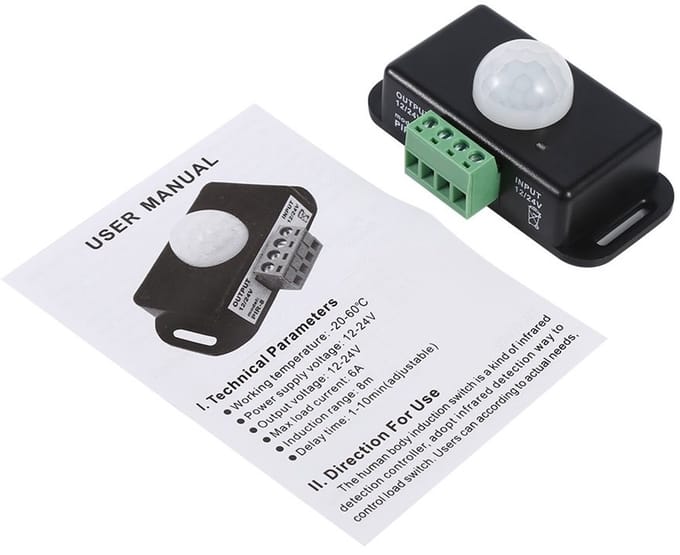 Allecto - Sensor LED Dimmer - Bewegingssensor - Voor beveiliging - Compact formaat - Infrarood detectie - Geschikt voor binnen - 12V/24V model