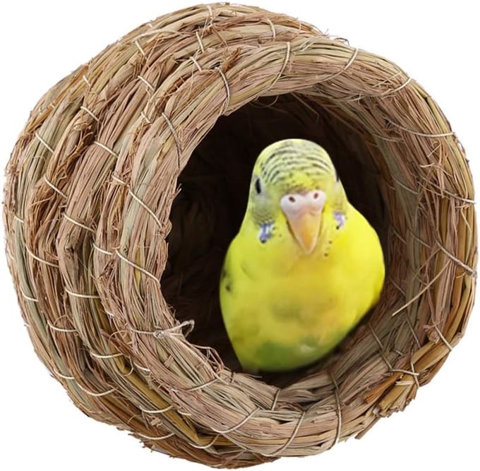 Vogelnest van handgeweven stro, broedplaats voor mussen, kanaries en vinken, grotkweek