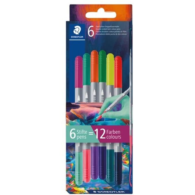 STAEDTLER Viltstiften - Dubbelzijdig - Etui van 6