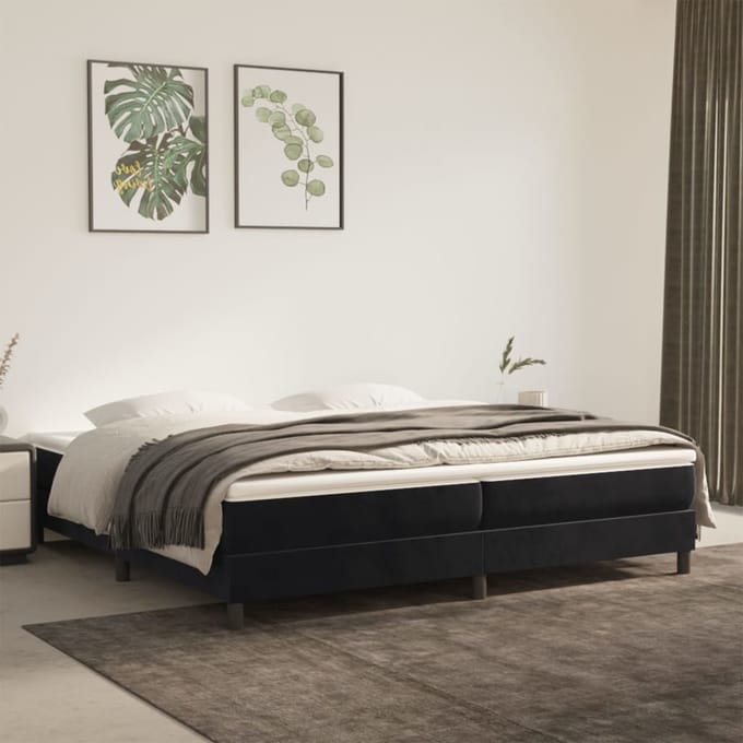 vidaXL - Boxspring - bed - 200x200 - cm - fluweel - zwart