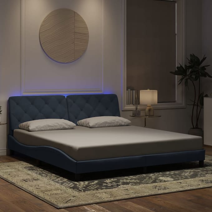 vidaXL - Bedframe - met - LED - zonder - matras - fluweel - donkergrijs - 180x200 - cm