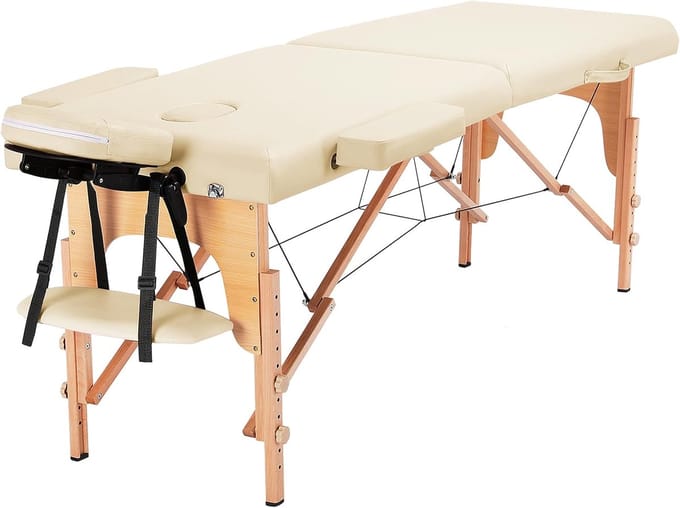 Draagbare Massagetafel 2 Zones - Inklapbaar en Verstelbaar Massagebed tot 250 kg