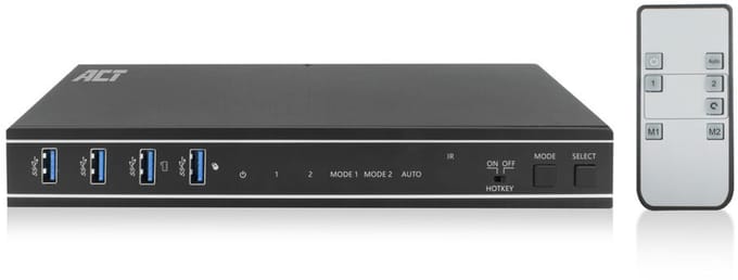 ACT 2-Poorts Dual HDMI 4K@60Hz KVM switch, USB 3.2 Gen1 (USB 3.0) AC7914