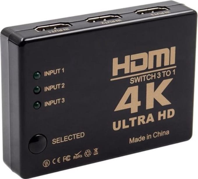 3 in 1 HDMI Switch Splitter - 4K & Full HD 3 poort