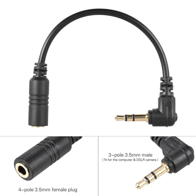 Microfoonadapterkabel Smartphone Mobiele telefoon Microfoon Microfoon naar pc Computer DSLR-camera-adapter
