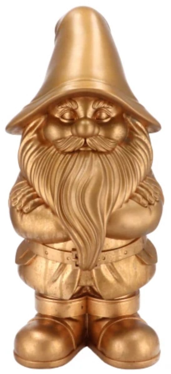 DK Design Tuinkabouter beeldje Dutch Gnome - goud - 45 cm - decoratieve tuinbeeldjes