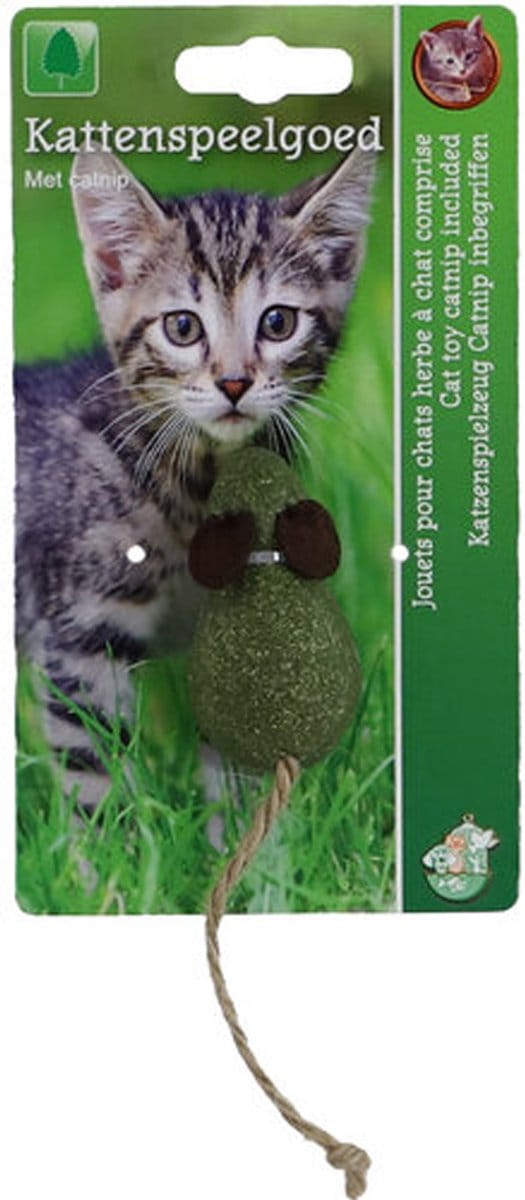 Catnip muis met touwstaart 6cm Gebr. de Boon