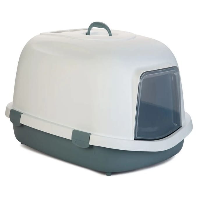 S Queen - Kattenbak - Wit/Lichtblauw - 55x71x46,5 cm