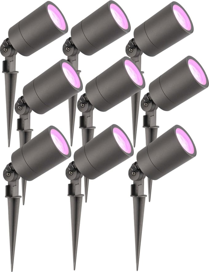 Ledvion - 9X RGBWW LED Prikspots - Antraciet - IP65 - 5W - 2M