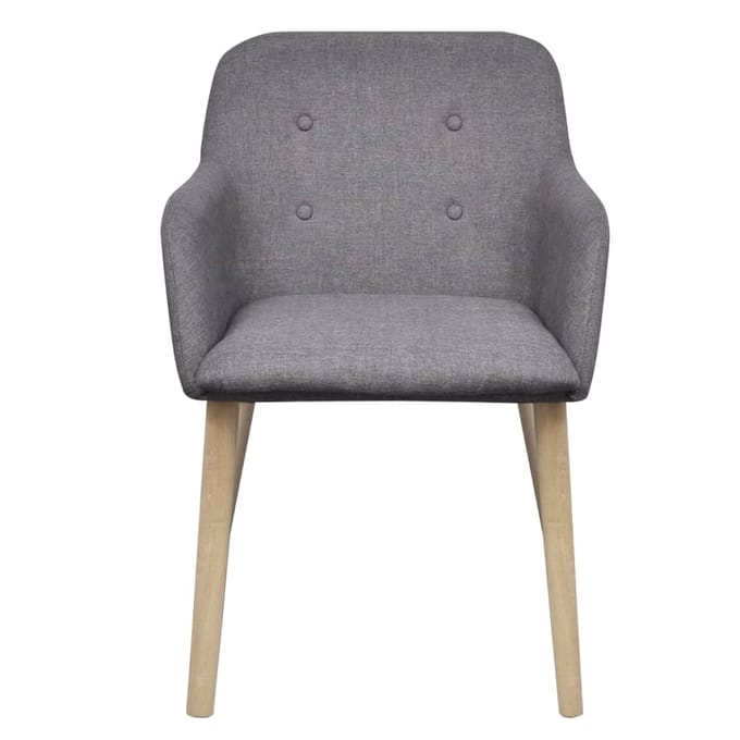 vidaXL - Eetkamerstoelen - 6 - st - stof - en - massief - eikenhout - lichtgrijs