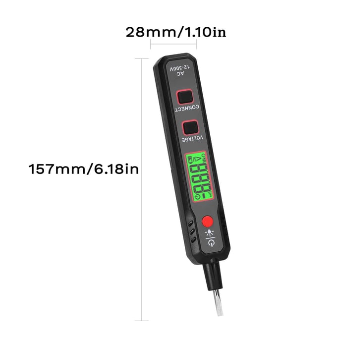 LCD-scherm Elektrische testpen AC12-300V spanningstester Stroom-/nuldraaddetector Kabelbreukpunt zwart