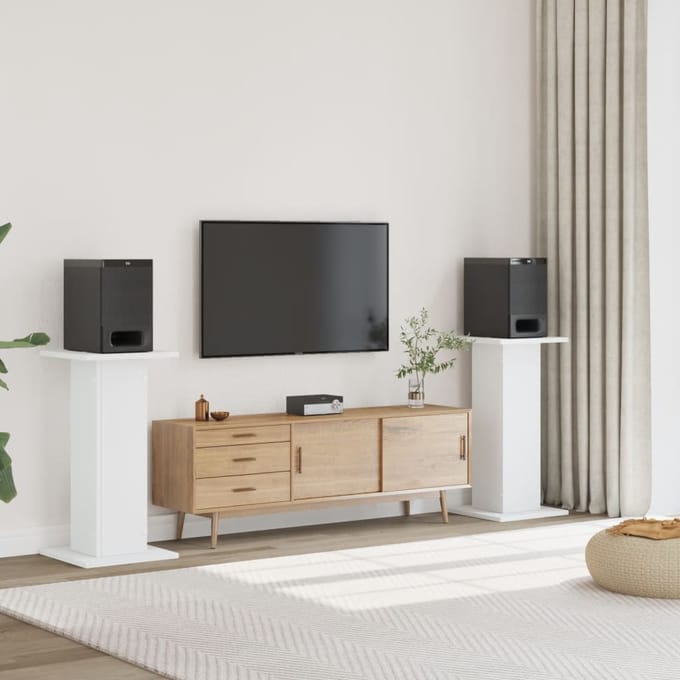 vidaXL - Speakerstandaards - 2 - st - 30x30x80 - cm - bewerkt - hout - wit