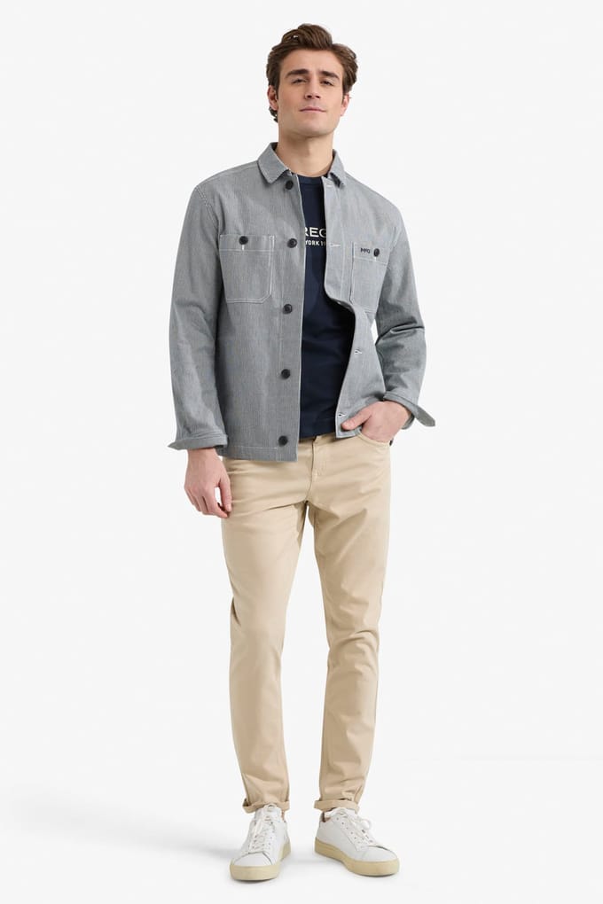 McGregor Cotton Striped Shirt Jacket Navy Taglia: S | Giacche leggere Outlet | Uomo | Blu
