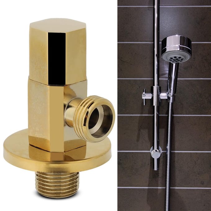 Badkamer Messing Goud Hoekstopkraan Waterregelkraan Kraan Hoekkraan beige