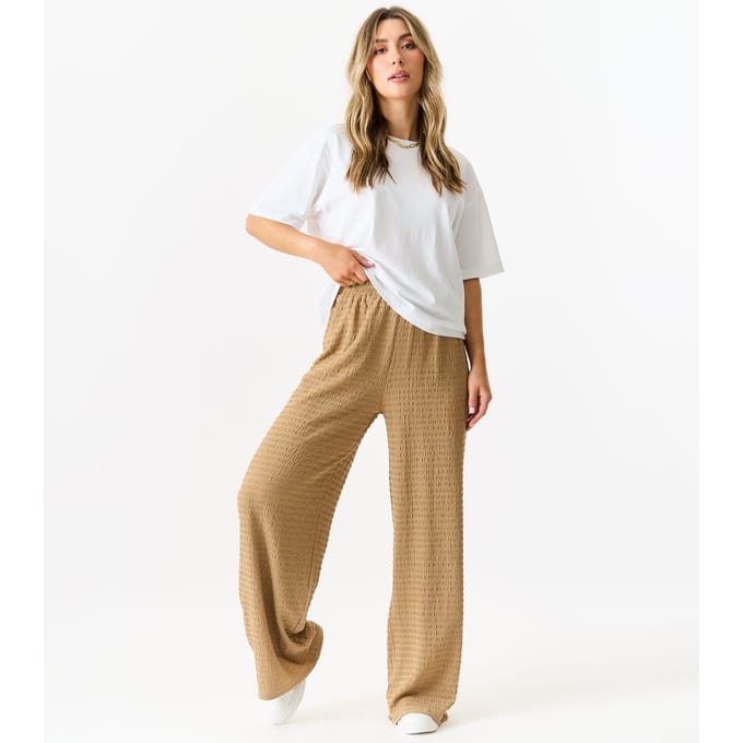 Trekbroek met getextureerde elastische taille