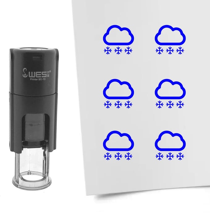 CombiCraft Stempel sneeuw 10mm rond blauwe inkt - per 1 stuk