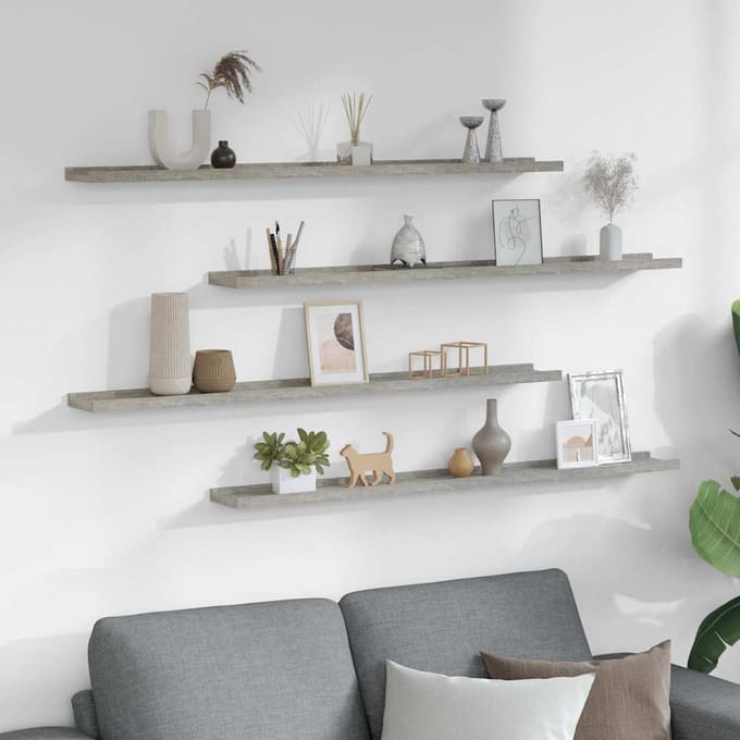 vidaXL - Wandschappen - 4 - st - 100x9x3 - cm - betongrijs