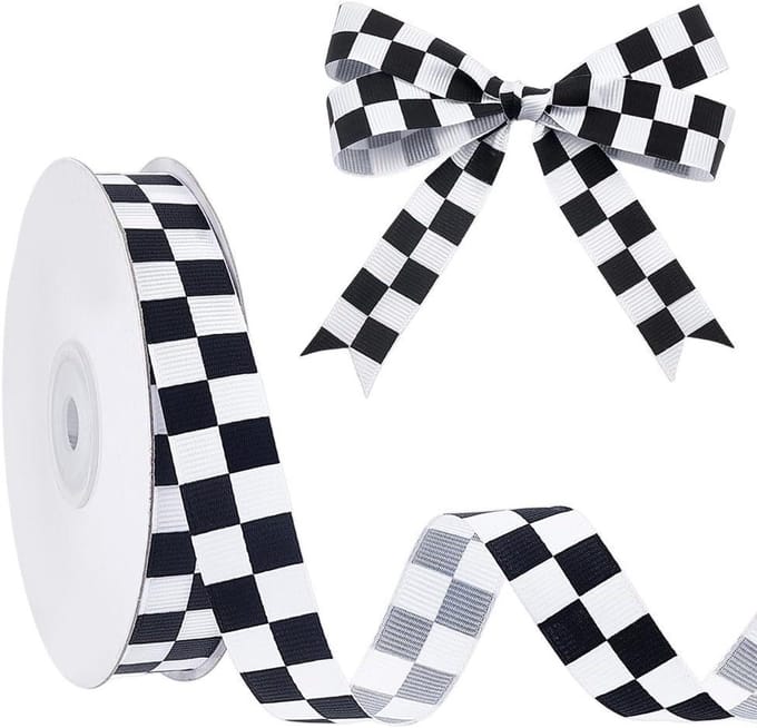 Dailygoods - 26 Meter Zwart-Wit Geruit Lint voor Creatieve Projecten