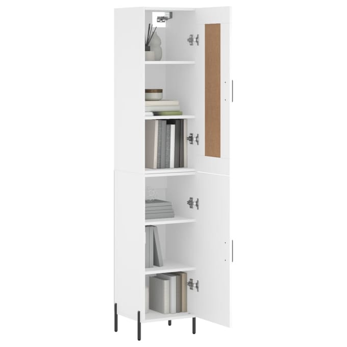 vidaXL - Hoge - kast - 34,5x34x180 - cm - bewerkt - hout - wit