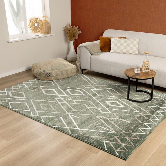 Fraai Berber vloerkleed - Blend Diamond Groen - 240x330cm