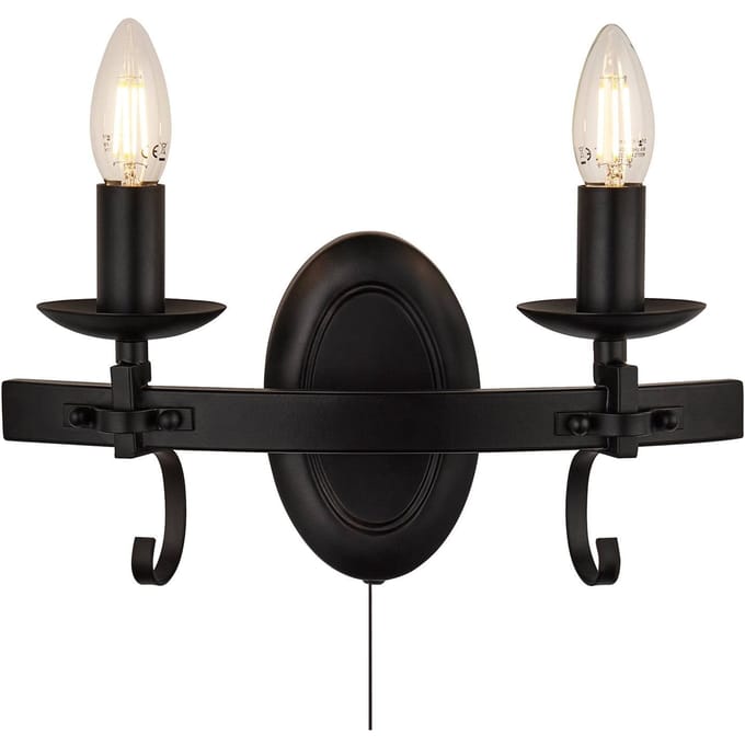 Searchlight Wandlamp Cartwheel III, 2-lamps, trekschakelaar, metaal