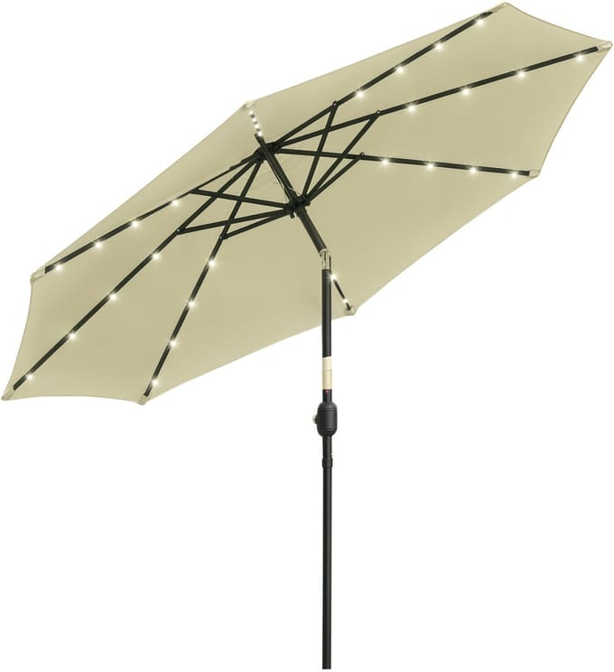 Outsunny Terrasparasol - Staal, polyester - 265 x 265 x 233 cm - Beige