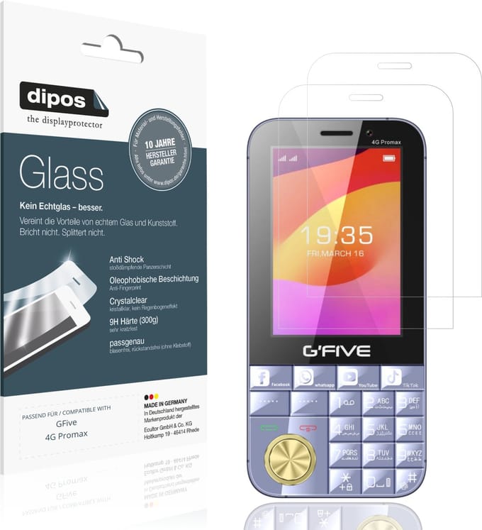 dipos – 2x Pantserfolie geschikt voor GFive 4G Promax | 9H Screenprotector