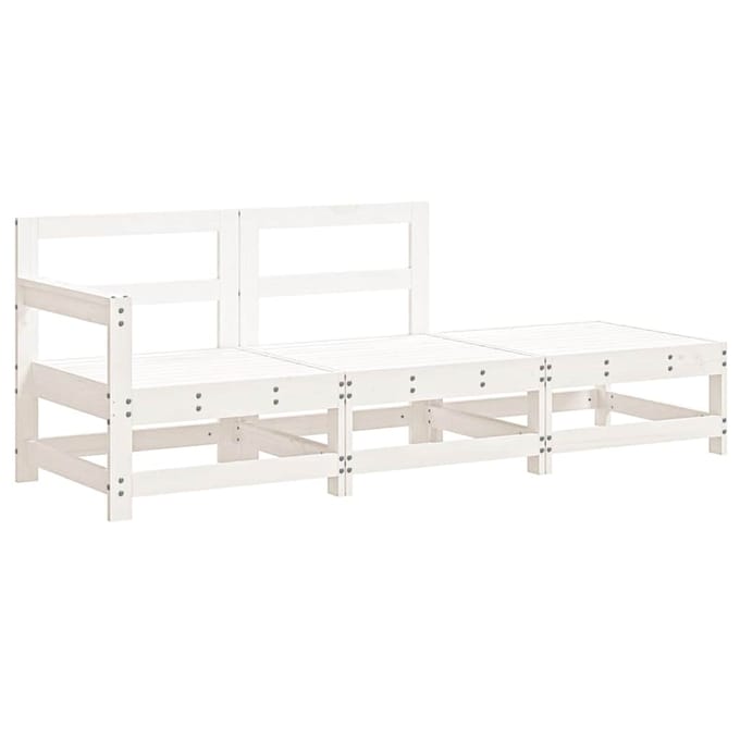vidaXL - 3-delige - Loungeset - met - kussens - massief - hout - wit