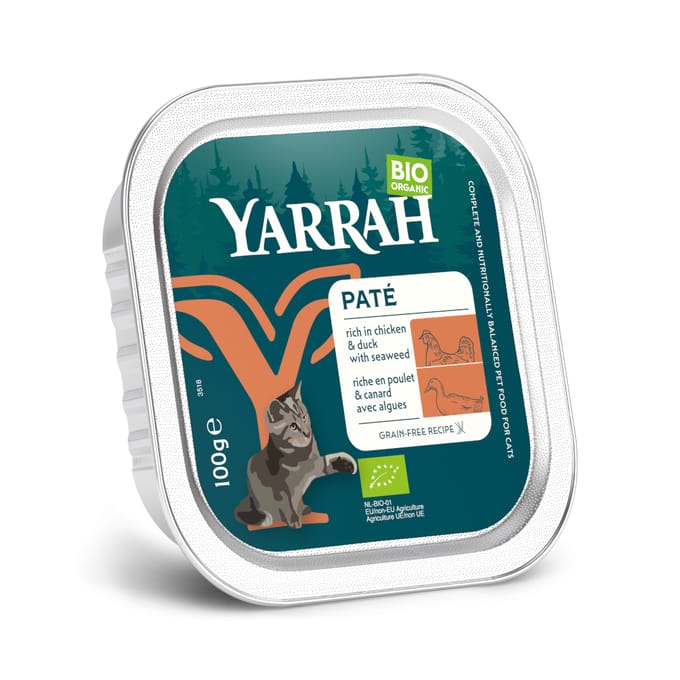 16x100g Yarrah BIO Paté Eend & Zeewier Natvoer voor katten