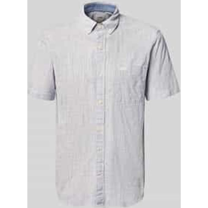 camel active Korte mouwen overhemd met contrastdetails - Maat menswear-M - Gebroken Wit