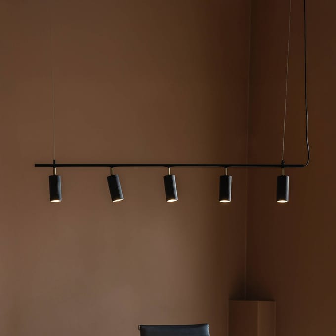Globen Lighting hanglamp Hubble 5 zwart, lengte 130 cm, 3-lamps