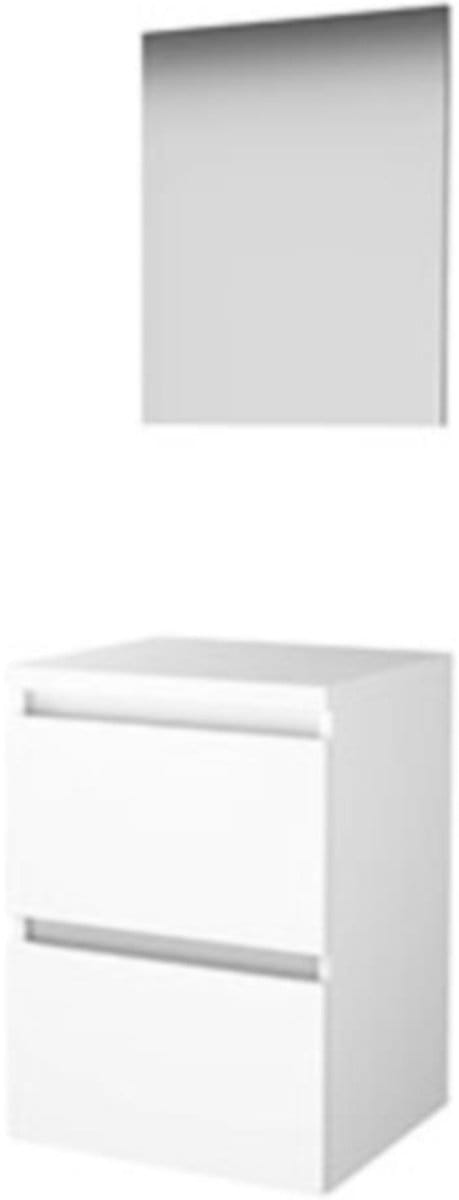 Basic-Line Basic 46 Badkamermeubelset - 50 x 46 cm - Greeploos - 2 Lades - Wastafelblad - Spiegel - Ice White