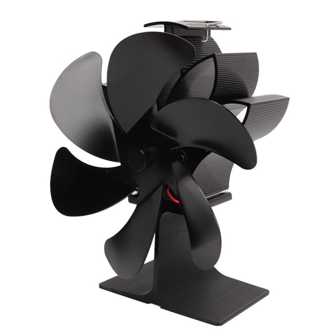 6 Blads Kachel Eco Ventilator Zwart Hittebestendig Zelfstartend Energiebesparend Warmteaangedreven Ventilator gray