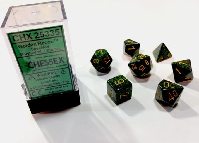 Polydice 7 Dobbelstenenset Golden Recon Speckled