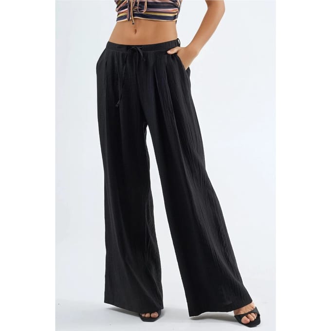Brede Pijpen Casual Broek met Touwtjes