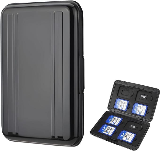 Memory Card Case met 16 Compartimenten voor 8 SD en 8 Micro SD Kaarten - Waterproof en Shockproof