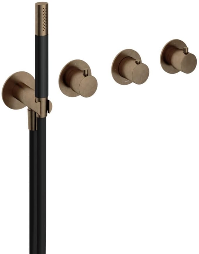 Hotbath Cobber - Afbouwdeel voor Inbouw Douchethermostaat - 2 Stopkranen - Bruin - V03