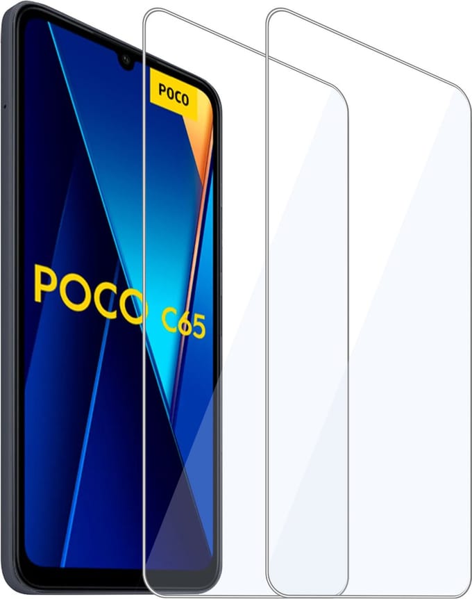 2x Geschikt voor Poco C65 - Screenprotector - Beschermglas - GuardCover