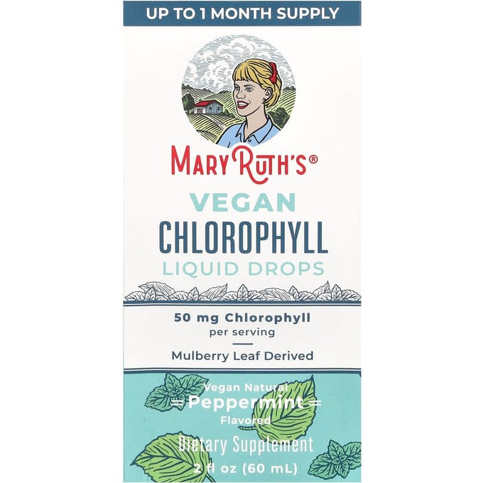 MaryRuth's, Vegan Chlorofyl Vloeibare Druppels, Pepermunt, 50 mg, 2 fl oz (60 ml)