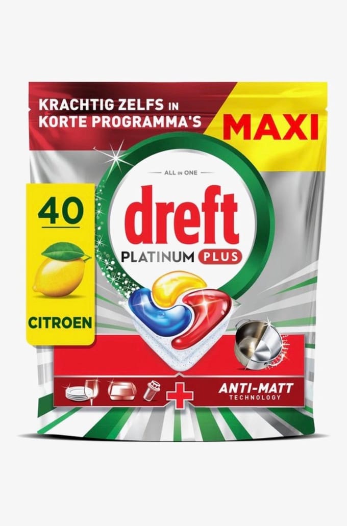 Dreft Platinum Plus Vaatwastabletten Citroen - Anti-Dofheidstechnologie - 40 stuks