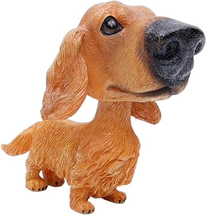 Hond Bobble Head - Knikkende Hond - Auto Dashboard Decoratie - Schattig Teckel Ontwerp - 12 cm - Bruin
